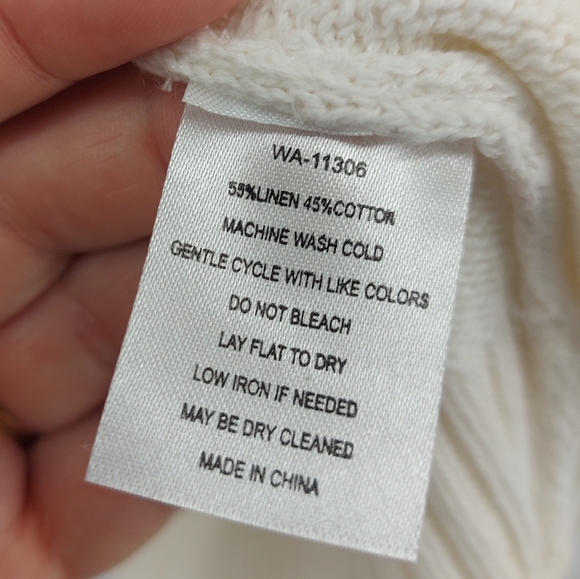 Kiel James Patrick White Cotton Crewneck With Embroidered Hearts Size Medium - Picture 4 of 7